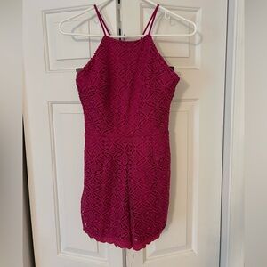 Pink Lace Halter Romper